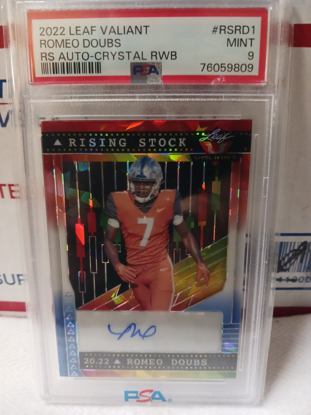 2022 LEAF VALIANT ROMEO DOUBS (RC) AUTOGRAGHED CRYSTAL REFRACTOR 5/5 PSA 9